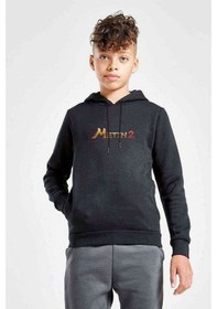 Resim Metin2 Logo Baskılı Unisex Çocuk Kapüşonlu Siyah Sweatshirt Siyah 