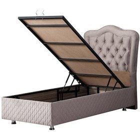 Resim Setaymobilya Baza, Camelli Gri Tek Kişilik Baza + Başlık, Setay 