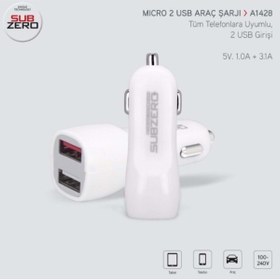 Resim Subzero Adaptör Usb Oto Çakmaklık 3.1a Çift Çıkışlı 