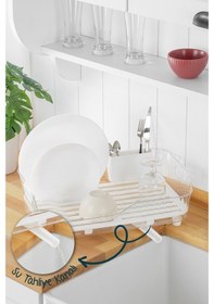 Resim Vienev Lavabo Kenarı Tezgah Üstü Süzgeçli Bulaşıklık Şeffaf 