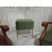 Resim Ultra Lüks Metal Ayak Alda Parrot Puf Gold Haki 