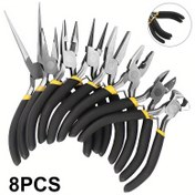 Resim 8 Parça Premium Karbon Çelik Mini Takı Pensesi Seti, Hassas Tutuş için Yuvarlak Kavisli İğne Burun Tasarımı, Uzun Ömürlü Performans için Dayanıklı Yapıya Sahip DIY El Sanatları Araçları Kiti 
