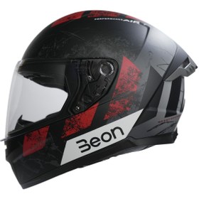 Resim beon B-507 Full Face Motosiklet Kaskı FF01 Gri Siyah Kırmızı 