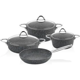 Resim Falez Pedra İndüksiyonlu Ocaklarla Uyumlu Granit 7 Parça Tencere 