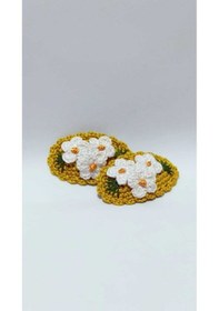 Resim Handmade Tasarım Hediyelik Amigurumi Yeni Trend Işlemeli 2'li Toka Seti Hardal Tek Ebat Çok Renkli 
