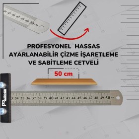Resim Pratikmen Hassas Ayarlanabilir Çizme, Işaretleme ve Sabitleme Cetveli 50 cm 