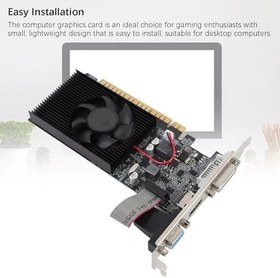 Resim Oyun Video Kartı, GT610 2GB 64bit DDR3 Bilgisayar Video Kartı PCI Express X16 2.0, VGA DVI HD Masaüstü Bilgisayarlar Için Sessiz Soğutma Fanı, Sessiz Soğutma Fanı 