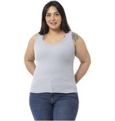 Resim Büyük Beden Askılı Fitilli Kaşkorse Gri Body-gri Gri 