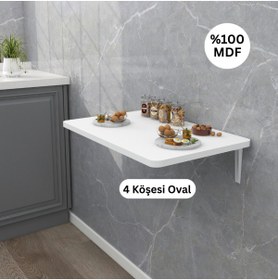 Resim Kydonia Home 45x72 Cm Oval Köşeli Mdf Lam Kırma Katlanır Duvara Monte Masa 