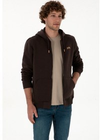 Resim U.S. Polo Assn. Erkek Regular Fit Koyu Kahverengi Şardonlu Örme Hırka 50313755-VR084 