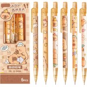 Resim 6-Pack Capybara Mekanik Kurşun Kalem, 0.5mm 2B Kurşun, Geri Çekilebilir Silgi ile, Pürüzsüz Yazma ve Çizim, Plastik, Siyah, Tüysüz, Okul ve Ofis Malzemeleri için 