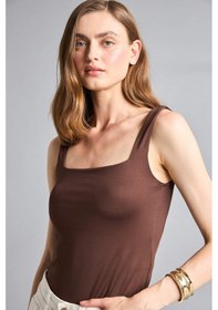 Resim Defacto Kare Yaka Kahverengi Bodysuit H3888ax26smbn341 Kahve-bn341 