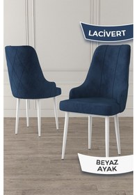 Resim Canisa Trex Serisi 1.sınıf Babyface Kumaş Beyaz Metal Ayak 6 Adet Lacivert Sandalye Sandalye Lacivert Ayakları Beyaz 