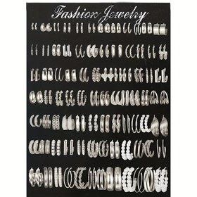 Resim Rastgele Stil 36/48 Parça Set Retro Moda Gümüş İmitasyon İnci Abartılı Pürüzsüz Bükümlü Küpeler, Kadınlar için Şık Günlük ve Kutlama Aksesuarları 