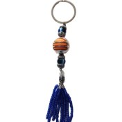 Resim Mixperi Nazar Boncuklu Mavi Püsküllü Turuncu Toplu Anahtarlık 