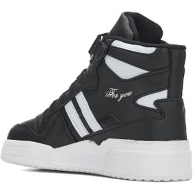 Resim Nstil Günlük Kız Erkek Çocuk Siyah Sneaker Cırtlı Lastik Bağcıklı Desenli Taban Basketbol Ayakkabısı 105 