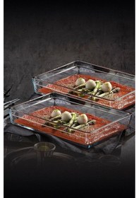 Resim 2'li Büyük Boy Borcam Premium Dikdörtgen Fırın Kabı - Tepsi - 4350cc. Fma05050 