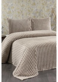 Resim Granada Peluş Çift Kişilik Yatak Örtüsü Bej Bej 