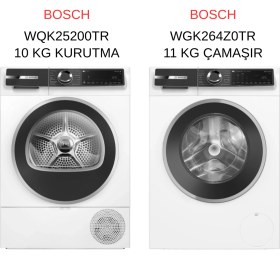 Resim Bosch WQK25200TR - WGK264Z0TR 10 kg Kurutma ve 11 kg Çamaşır Makinesi 2'li Serie 6 Set 