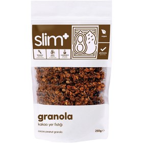 Resim SLİMPLUS Kakao Yer Fıstığı Glutensiz İlave Şekersiz Vegan Granola 250g 