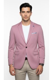 Resim Plus Scorpion Erkek Pamuklu Penye Likralı Tek Düğmeli Çift Yırtmaçlı Blazer Ceket 