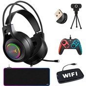 Resim Turbox TRX-100 Bundle Kablolu Kulaklık Oyun Kolu Webcam Wifi Bluetooth RGB Mouse Pad Oyuncu Seti Turbox