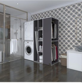 Resim Kenzlife Çamaşır-Kurutma Makinesi Dolabı Ve Giysi Dolabı Kazvini Sağ Gri 180 160 60 Banyo Çok Renkli 
