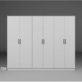 Resim Kardelen Serisi 220 Cm Mat Beyaz 6 Kapılı 9 Raflı Elbise Dolabı - Gardırop Seti Beyaz 