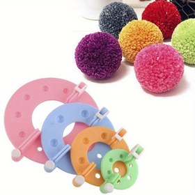 Resim 8 Adet Plastik İplik Depolama Örgü Kit, Karışık Renk DIY El Sanatları Malzemeleri, Fluff Topu Dokumacı PomPom Yapıcısı 4 Boyutta 
