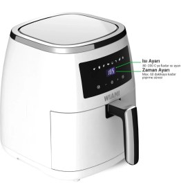Resim Hava Fritöz Wiami Air Fryer 5 Litre Beyaz Akıllı 545ESERI 50 Hz / 60 Hz Resmi Distribütör Gara 