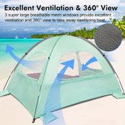 Resim Outdoor kamp çadırı, UV koruma plaj çadırı, UPF 50+ koruma, 3-4 kişilik kapasiteye sahip, plaj kampçılığı için temel çadır, hafif ve kolay kurulumlu taşıma özellikli, plajda kamp, balık tutma veya piknik için gölge çadırı Beach Hut 