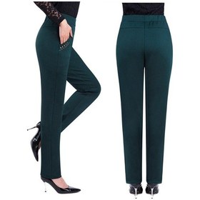 Resim Yeşil Rahat Pantolon Kadın Moda Yüksek Bel Zarif Ince Siyah Düz Pantolon Büyük Beden Pantolon Yeşil 