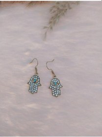 Resim Hdmarketim Otantik Swarovski Taşlı Sallantılı Hamsa Figürlü Küpe (508947118) 