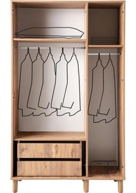 Resim Bohem Çiğdem 3 Kapaklı Çekmeceli Elbise Dolabı Gardrop 120cm 