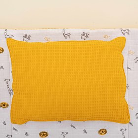 Resim Alt Açma Matı ve Yastık - Çift Taraflı - Hardal Petek - Zürafa 