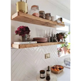 Resim Karadeniz Pazarlama 2'li Ahşap Duvar Rafı - Gizli Bağlantılı 180X20 cm 