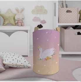 Resim Mekta Home Bebek Ve Çocuk Odası Çiçekli Kuğu Desenli Oyuncak Sepeti Renkli Çok Renkli 