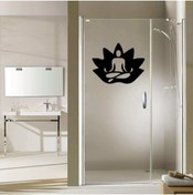 Resim cnpromosyon Nilüfer Çiçeği Üzerinde Yoga Yapan Insan Silüetli Dekoratif Banyo Duşakabin Sticker, Çıkartma, Etik 