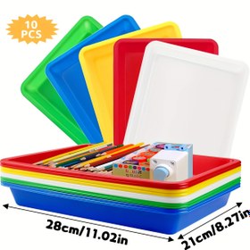 Resim 10 Adet Renkli/12 Adet Beyaz Plastik Sanat Tepsileri, 5 Renk Dahil: Sarı, Mavi, Yeşil, Kırmızı ve Beyaz - El İşleri, DIY Projeler, Boncuk Dizme, Malzeme Organizasyonu, Masaüstü Depolama İçin İdeal 