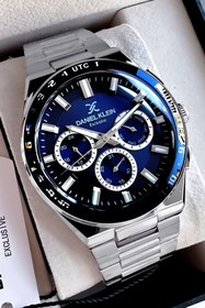 Resim Daniel Klein Exclusive Damatlık Erkek Kol Saati Su Geçirmez Gümüş Mavi - Çelik Kordon Hediye Bileklik DKE2136C4 
