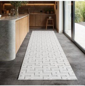 Resim Modern Krem Renkli Labirent Desenli Bohem Salon Mutfak Mekan Teras Balkon Oda Ve Çocuk Halısı Oymalı Halı Krem 