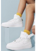 Resim Nike Air Force 1 Mid Af1 Easyon Leather Unisex Sneaker White Hakiki Deri Unisex Günlük Spor Ayakkabı Beyaz Beyaz 