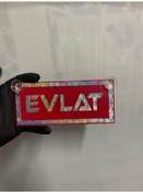 Resim Kırmızı Renk Üzeri Hologram Renk Evlat Yazılı Vantuzlu Cam Süsü 