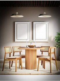 Resim Myra İskandinav Natural Ahşap Masa Sandalye Takımı 90x90 Natural 