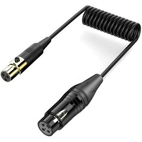 Resim Mini Xlr Dişi - Xlr Dişi Ses Mikseri Mini Mikrofon Sarmal Ses Kablosu, Uzunluk: 0.5m Siyah 