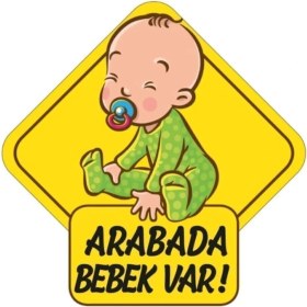 Resim MWX Teknoloji Arabada Bebek Var Araba Stickeri 15X15CM 