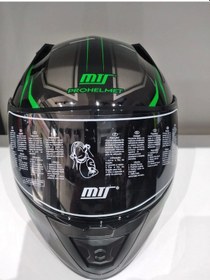 Resim Mts Pro 801 Lead Güneş Gözlüklü Kask Siyah - Yeşil 