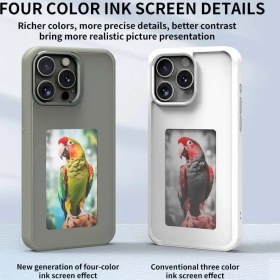 Resim DIY Mürekkep Kılıfı, APP ile Gerçek Zamanlı Telefon Kılıfa NFC Akıllı Fotoğraf Özelleştirme, Kablosuz Ekran Yansıtma, Anında Kılıfta Fotoğraflar Görüntülenir, iPhone 15 Serisi ve 16 Serisi için Uygun 