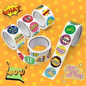 Resim 2.54cm/1000 adet/rulo Ödül Stickerları, El Yapımı İngilizce Övgü Dekoratif Zarf ve Tebrik Kartı Süsleme Etiketi 