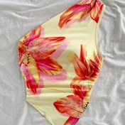 Resim Kadınlar İçin Y2K Seksi Tek Omuz Üst - Çiçek Desenli Asimetrik Fitted Tank, Esnek Makinede Yıkanabilir Her Mevsim Kullanım, Plaj Örtüsü, Crop Stil Mayo, Rahat Kesim 